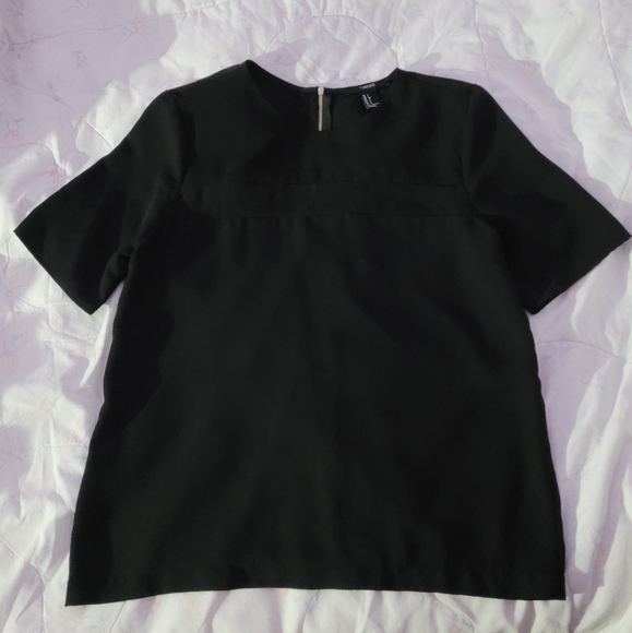 (2 for $10) Dressy Black Top with Mesh Detail - Picture 1 of 2